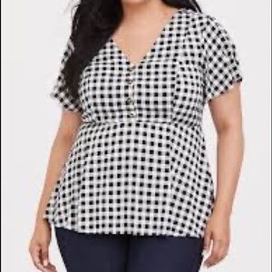 Torrid gingham babydoll blouse